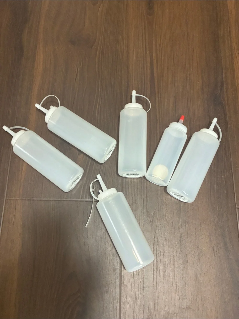 6 Universal White Plastic Dispenser Squeeze Bottles for Kitchen & Dining